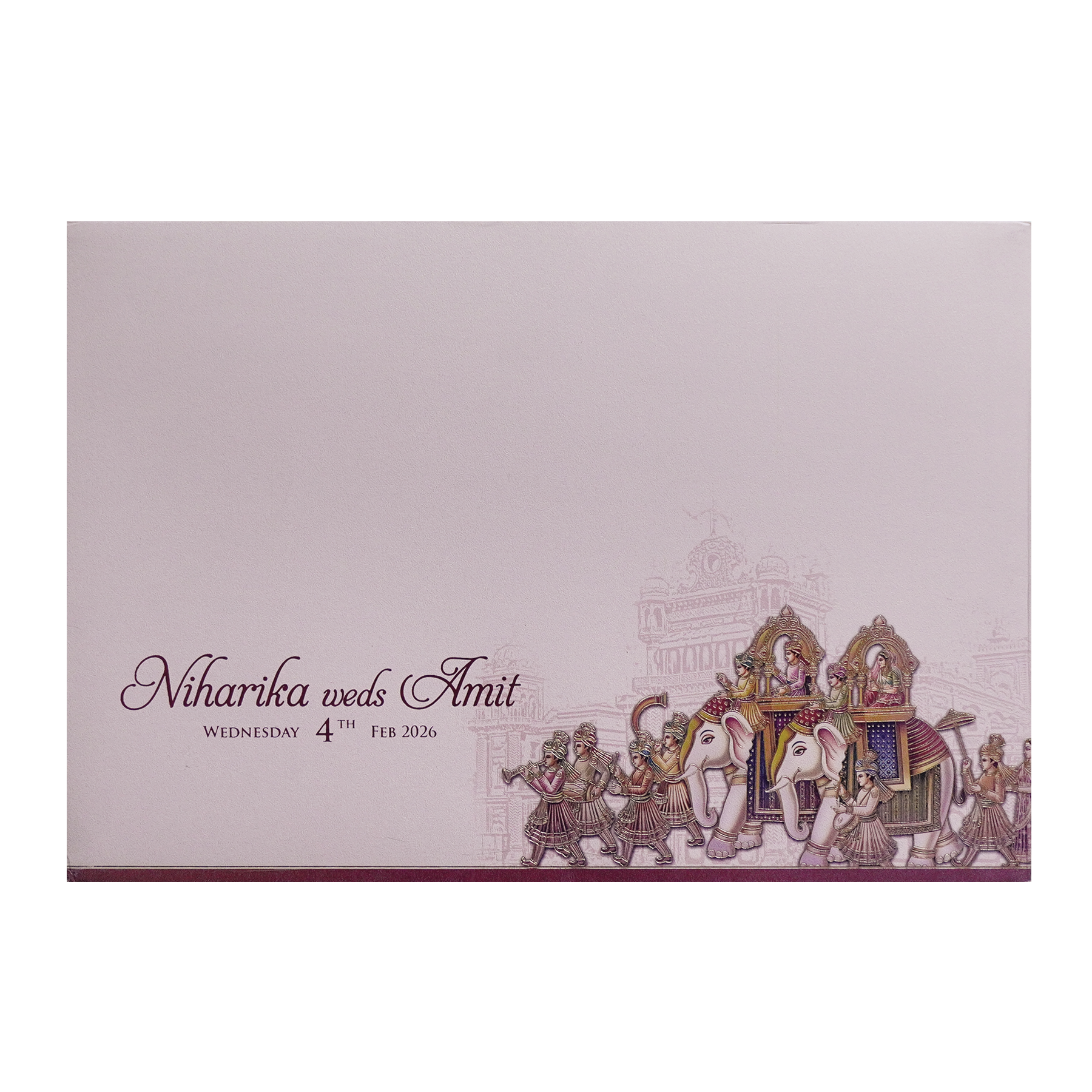 Pastel Pink Royal Wedding Baraat Invitation Card-KPR24830