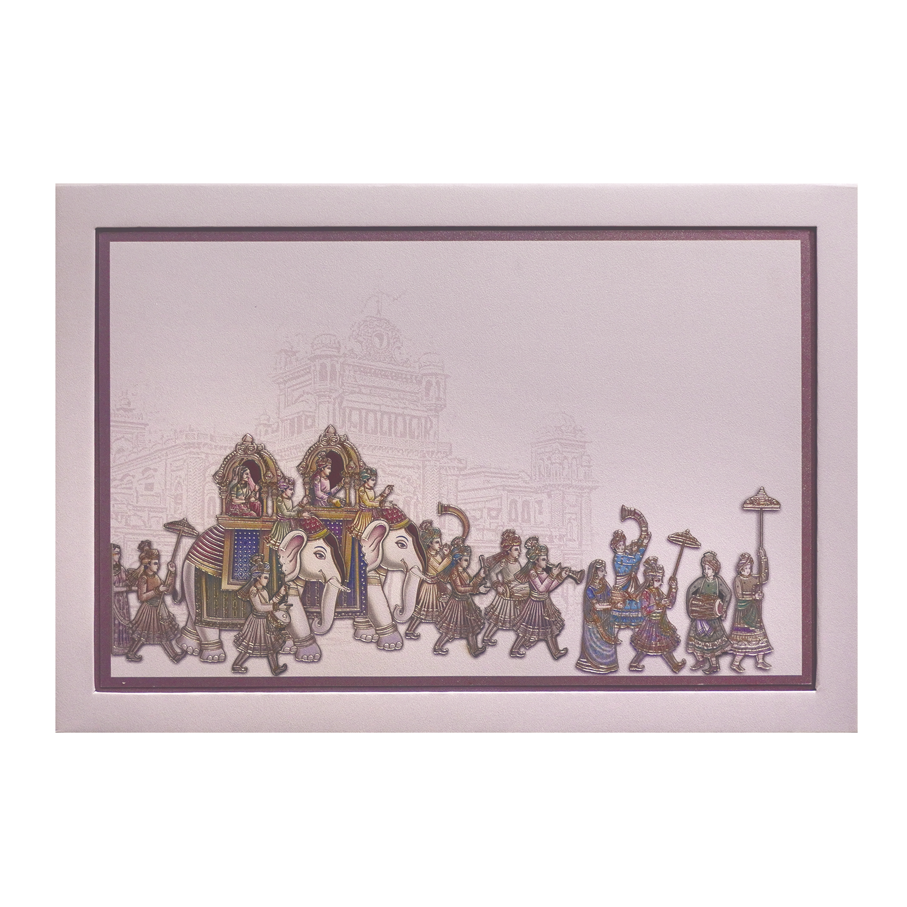 Pastel Pink Royal Wedding Baraat Invitation Card-KPR24830