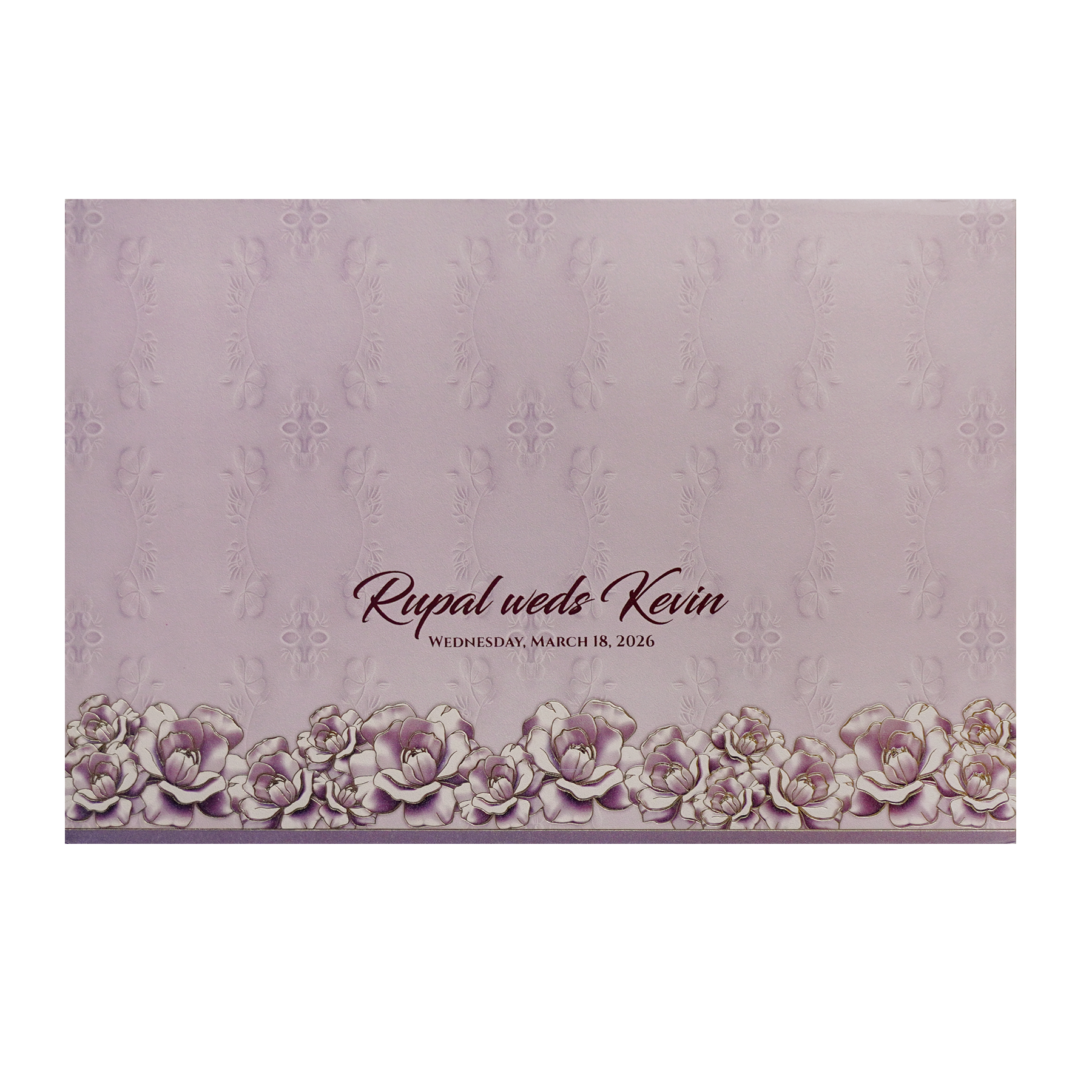 Lilac Padded Floral Wedding Card-KPR24840
