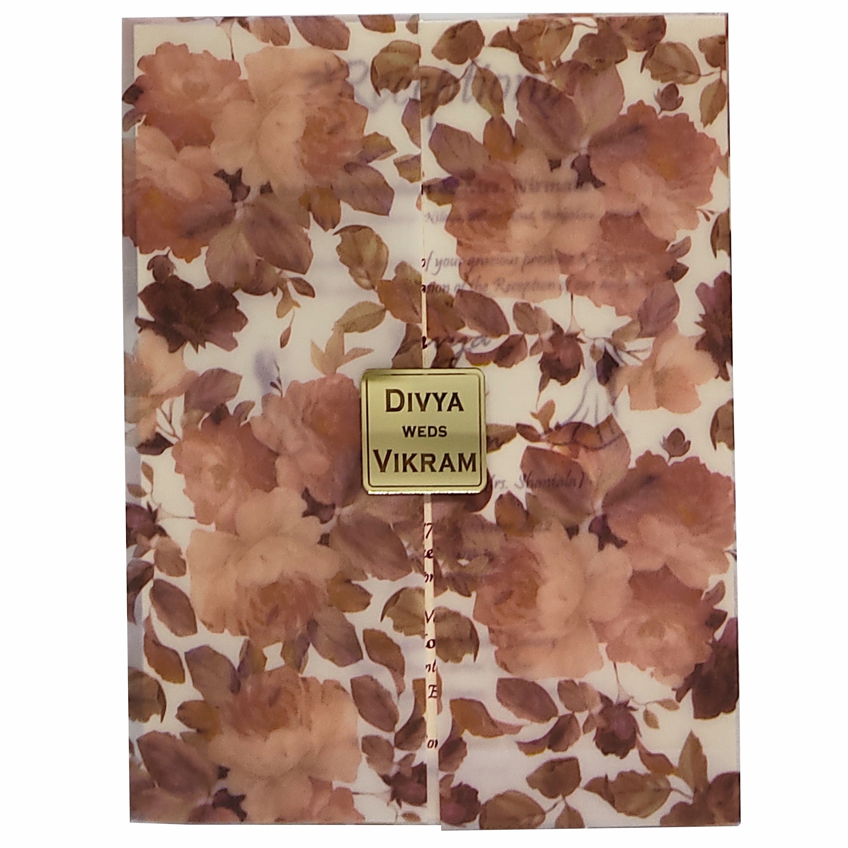 Cherry Maroon Floral Tracing Sheet Card In Offset Print-KNCY6072