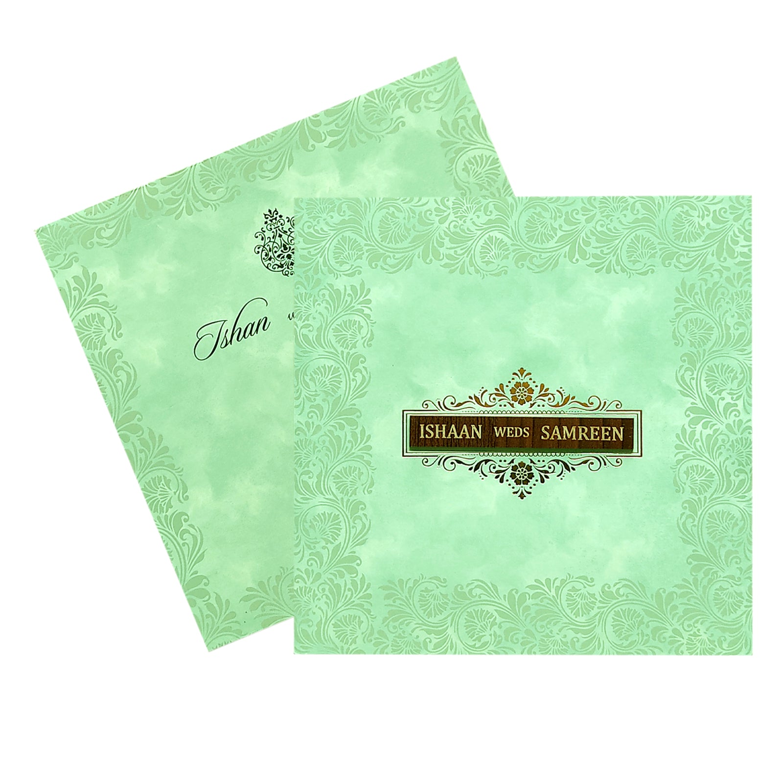 Pastel Green Nameplate Invitation Card-KRC29041
