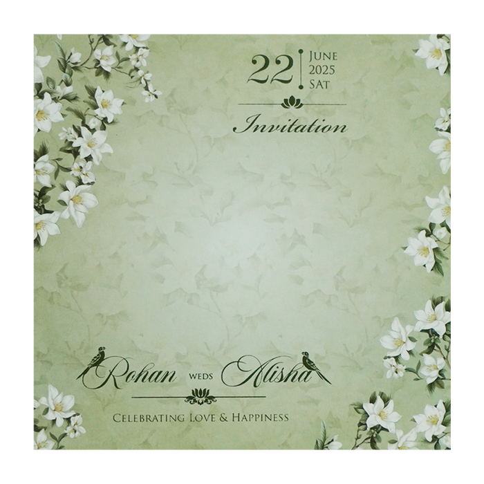 Green Floral MDF Wedding Card-King of Cards
