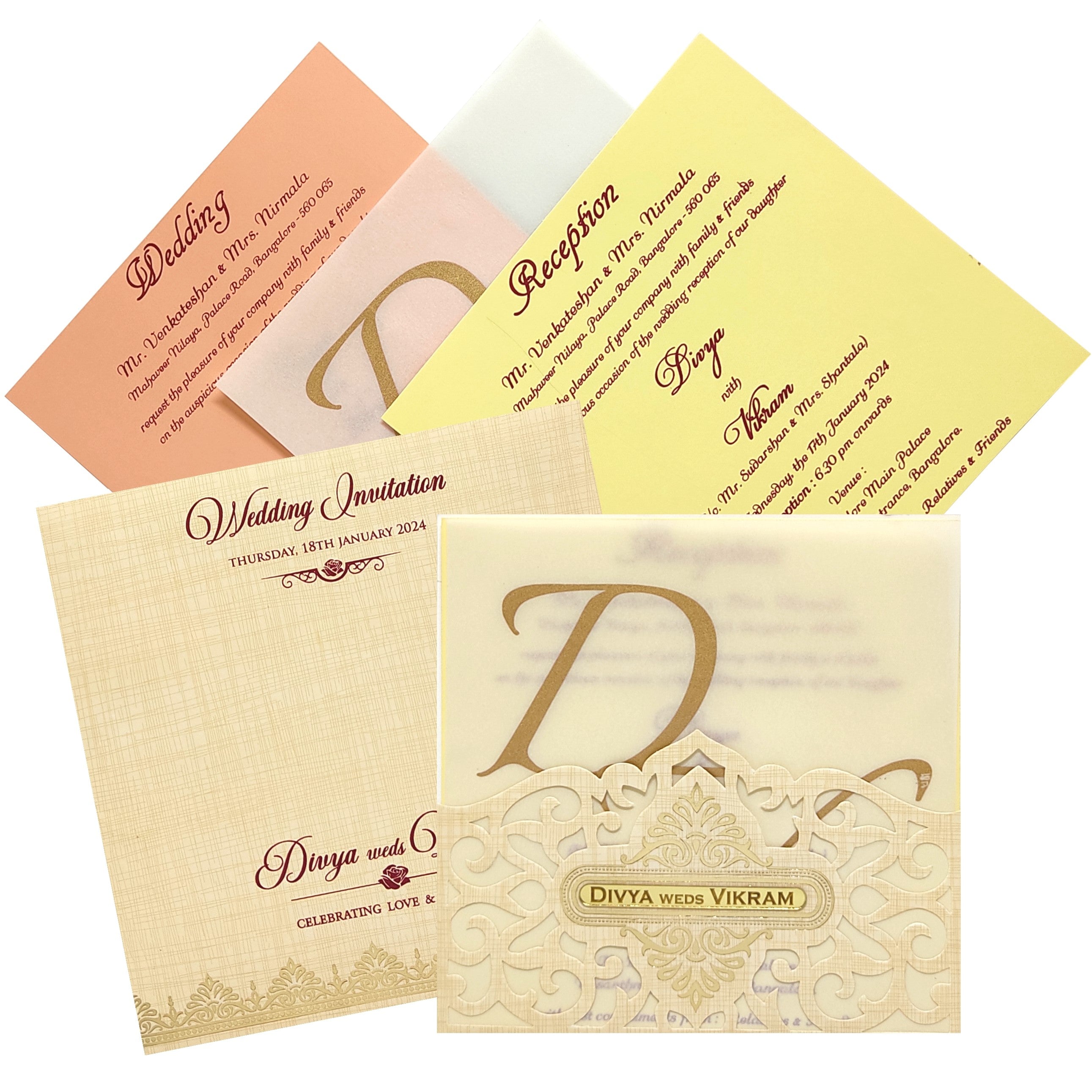 Sandal Premium Floral Panache Designer Card With Name Plate-KNP7002S