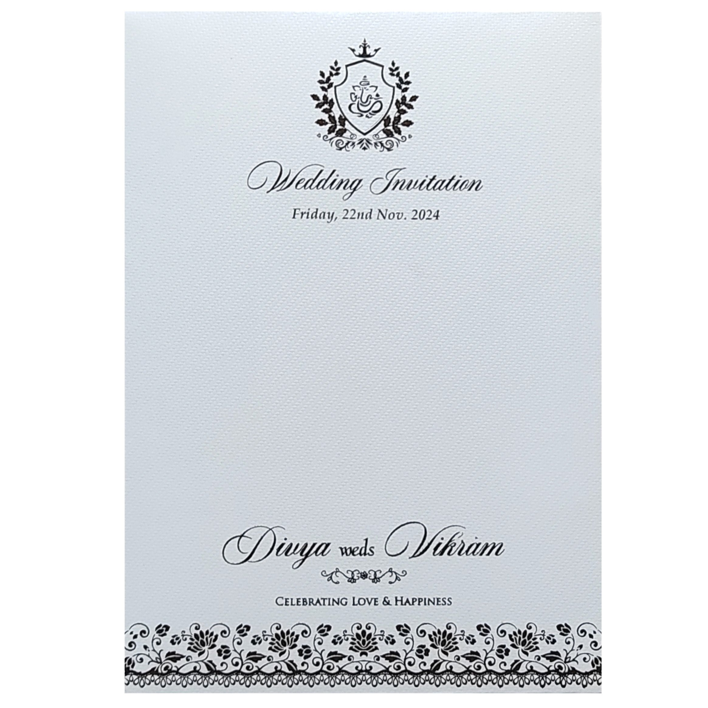 White Texture Single Sheet Invitation Card-KNKK551W