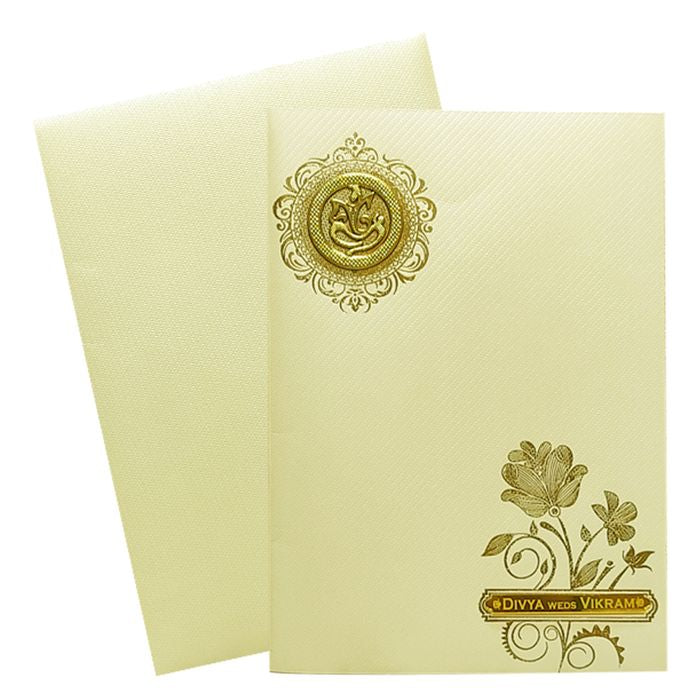 White Floral Nameplate Invitation Card-King of Cards