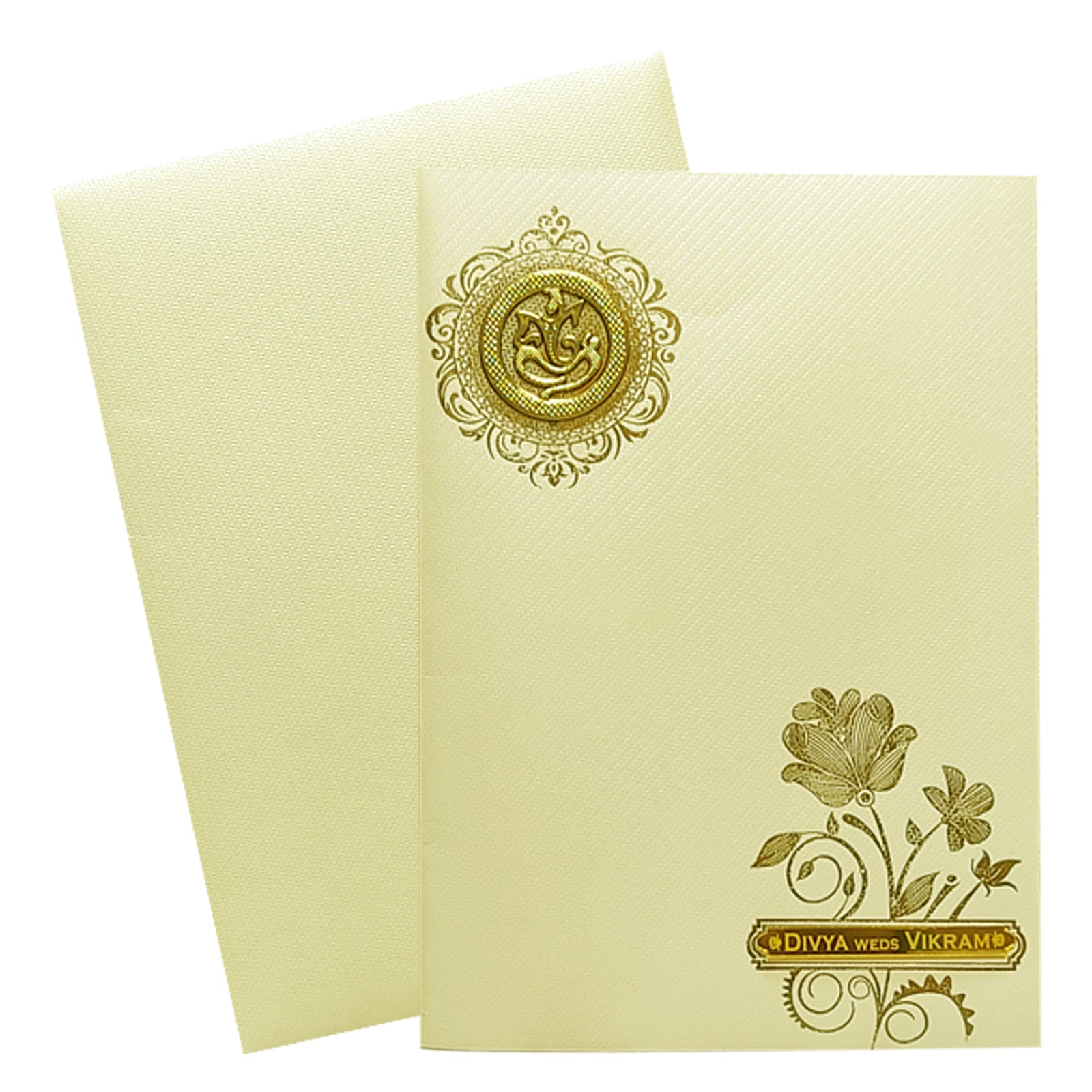 White Floral Nameplate Invitation Card-King of Cards