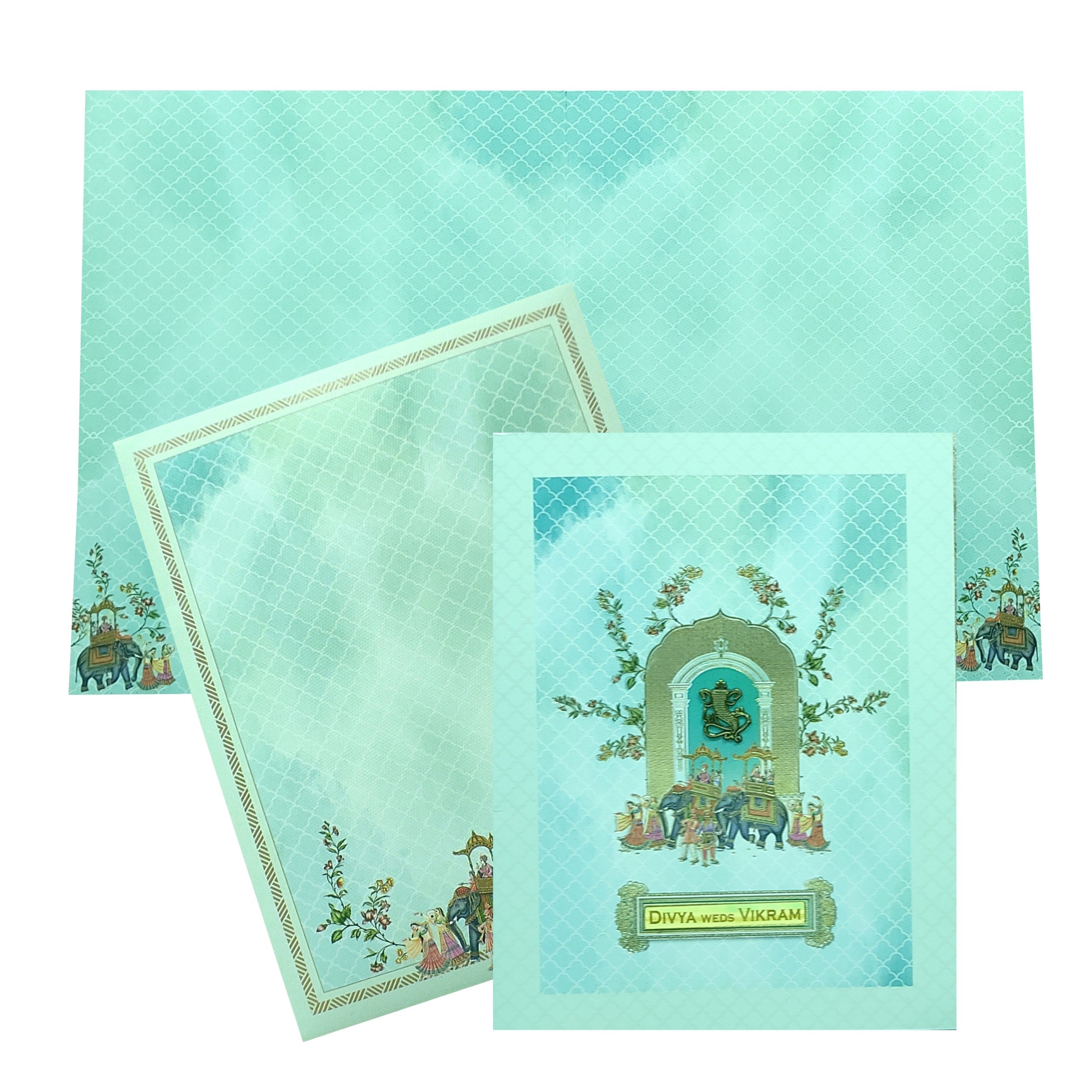 Check out the collection of Blue Traditional Elephant invitation card at best price. &