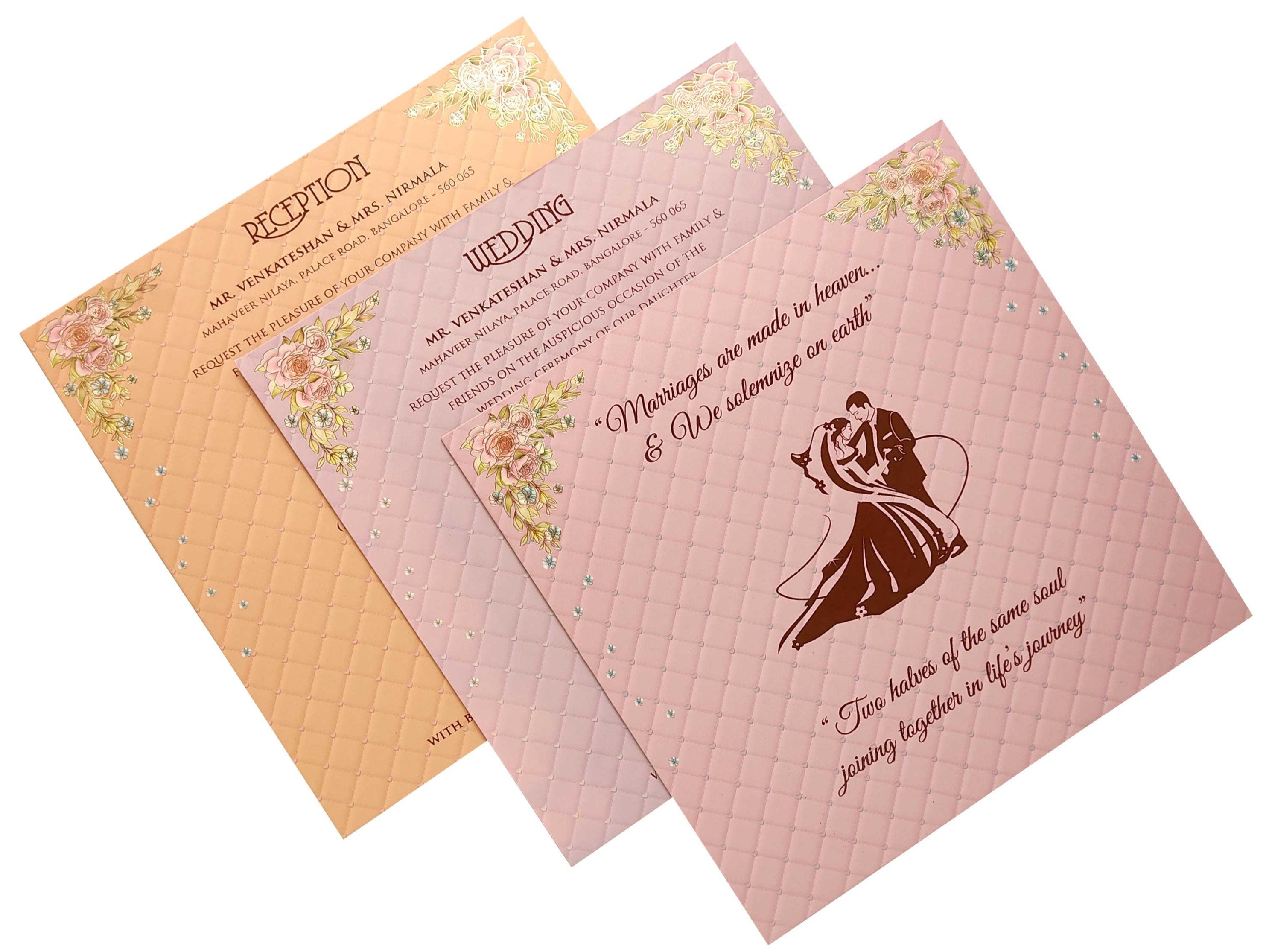 Pink Embossed Designer Padding Invitation Card-KNPO01LP
