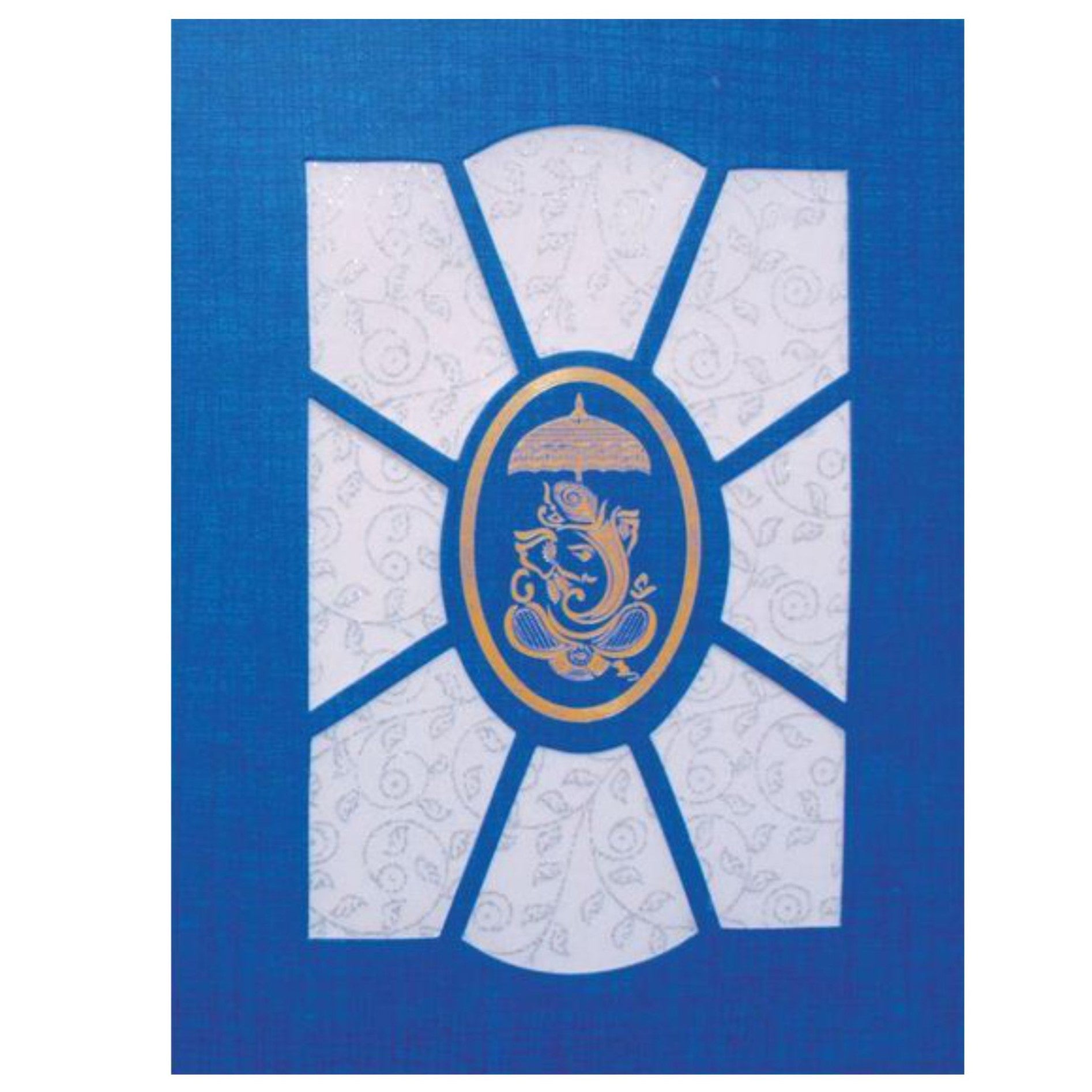 Blue Die Cut Invitation With White Floral Wolly-KNK50101