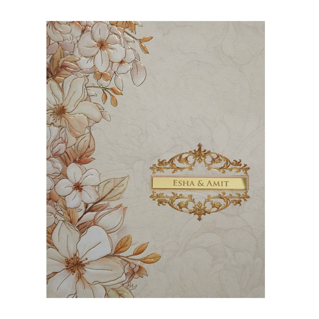 Cream Floral Wedding Card-KPR09810
