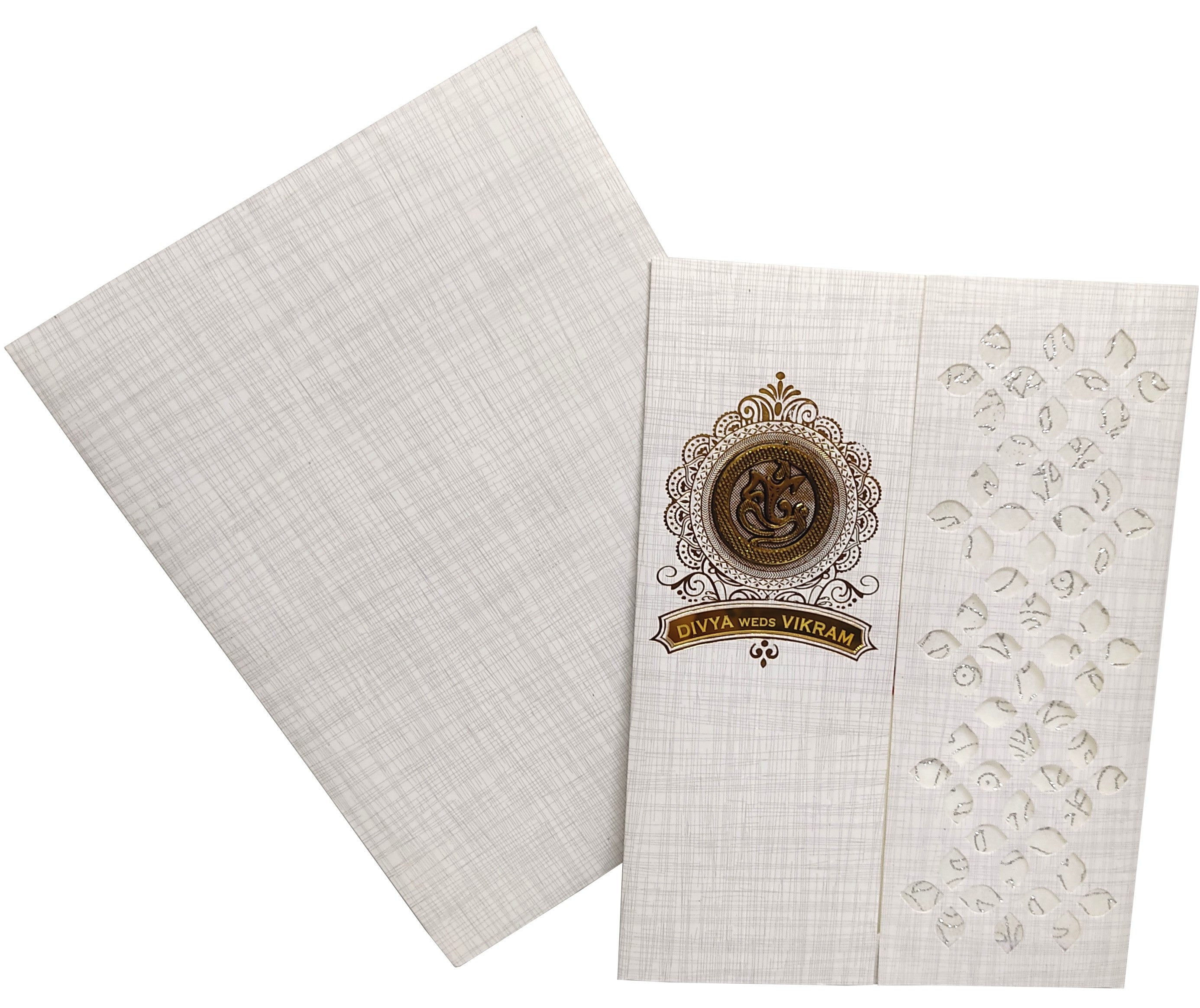 Grey Metallic Door Type Die Cut Invitation Card-KNK7038G