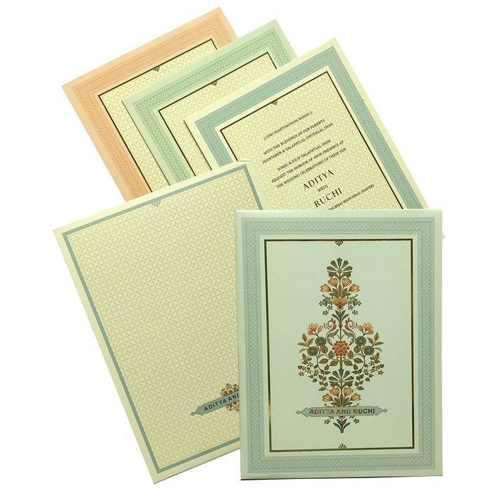 Make your event special with our exclusive Light Blue Padded Royal Wedding Card Order now! ?WhatsApp Support ?Express Delivery