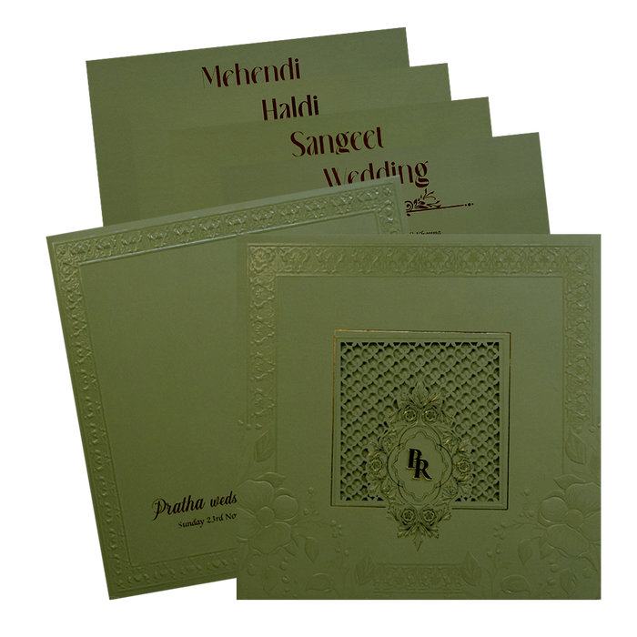 Olive Green MDF Wedding Card-King of Cards