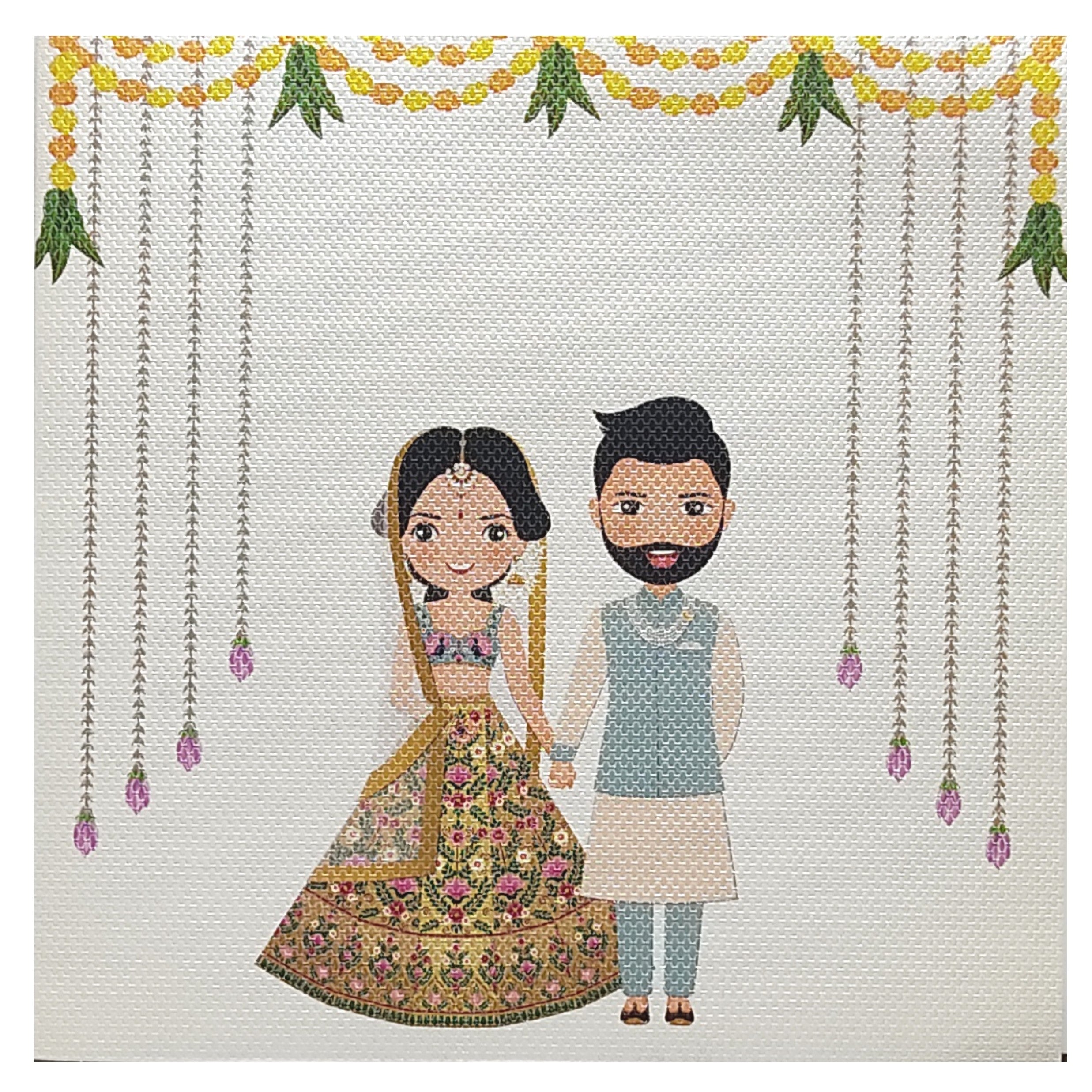 Grey Texture Caricature Invitation Card-KRC29420