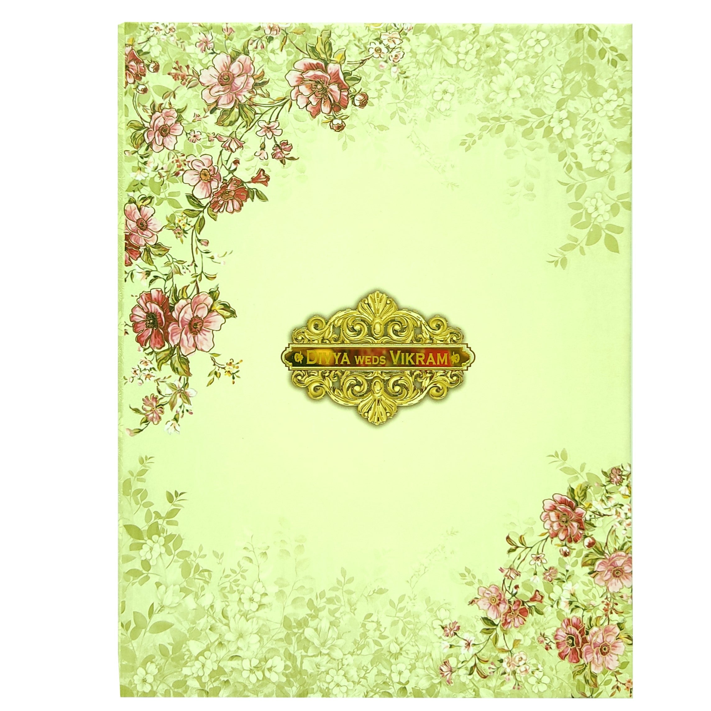 Cream Floral Padded Offset Print With Name Plate-KNPO1507C