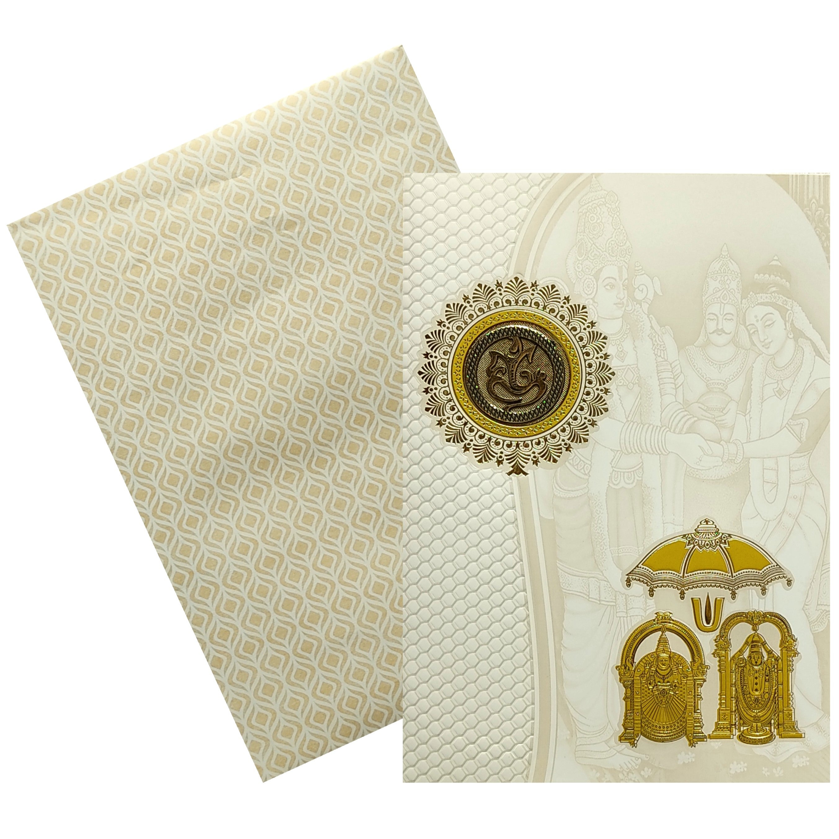 White Balaji Padmavathi Invitation Card-KNCWP455