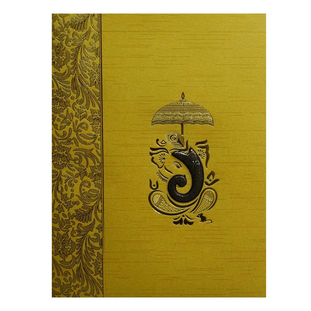 Golden Vinayaka Wedding Card-KNKR5014G