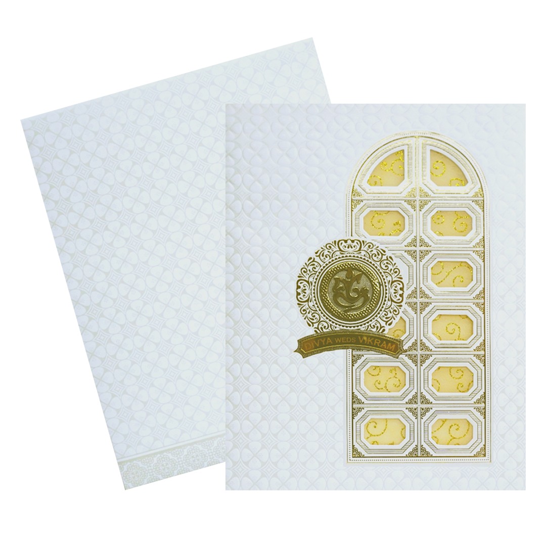 White Laser Cut Wedding Card-King of Cards