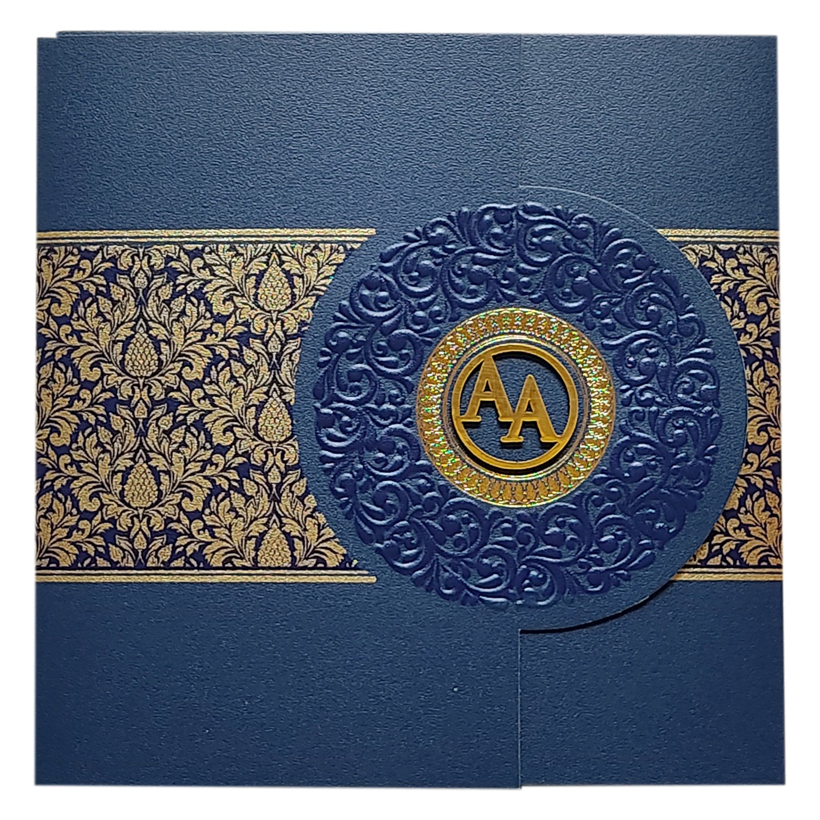 Blue Floral Door Wedding Card Design-KPR05360