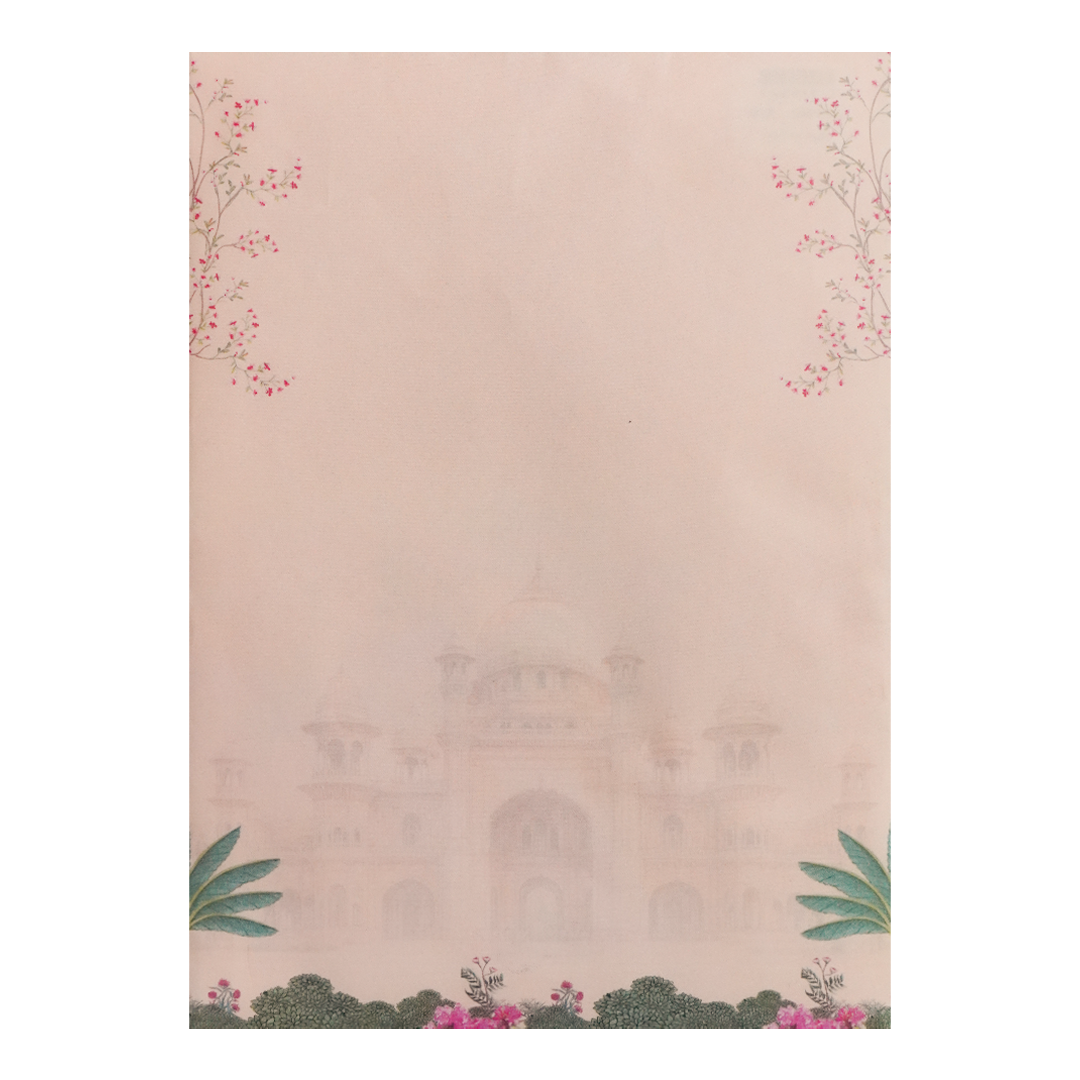Pink Palace Peacock Floral Wedding Card-KNEP1613