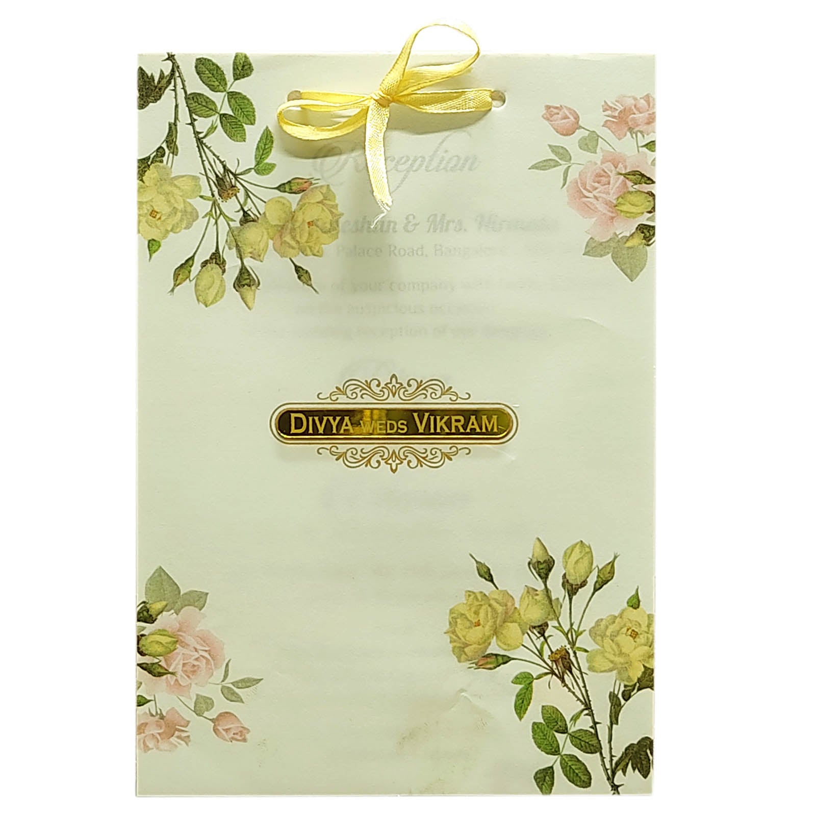 Green Floral Nameplate Invitation Card-KNCY6605G