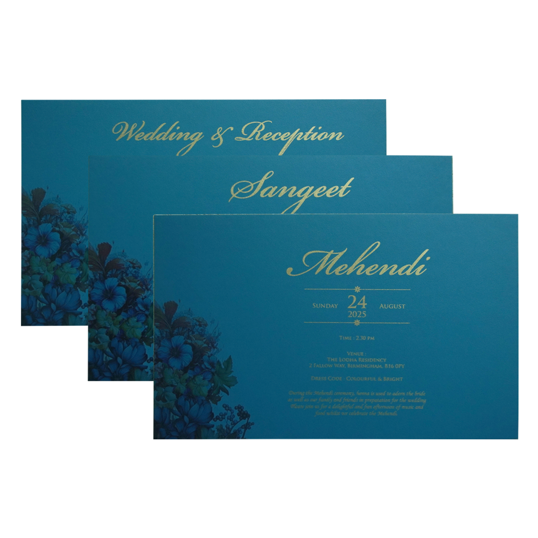 Blue Premium Padded Marriage Invitation-KPR24390