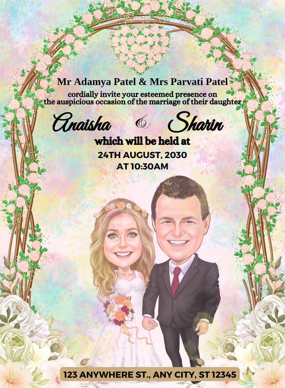 Love Capers Caricature Wedding Invitations-AACAR016