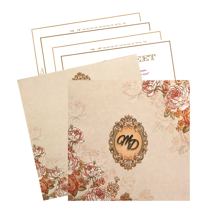 Very Light Pink Floral Wedding Card-KPR09880
