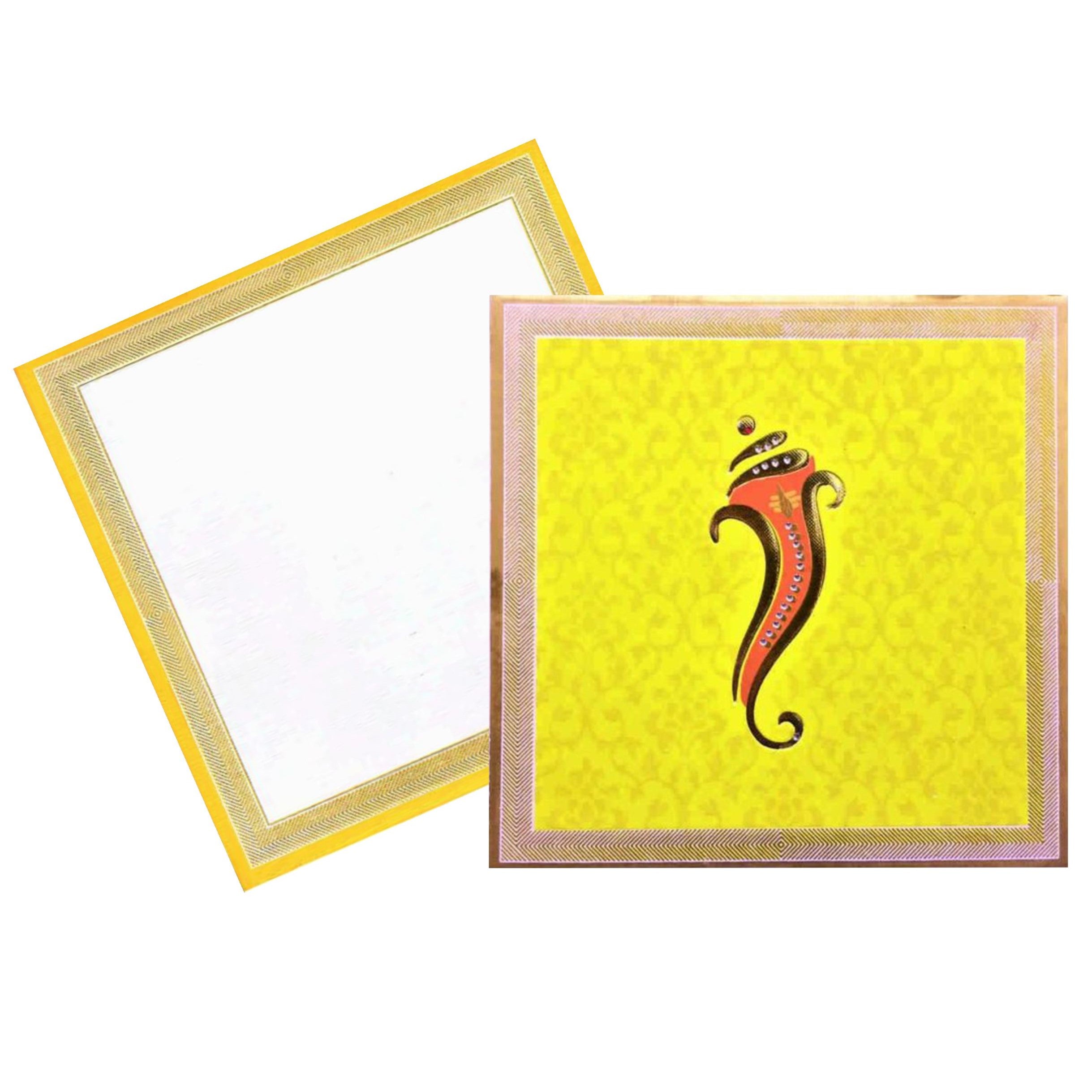 Yellow Ganesha Invitation Card-KNKZ0675