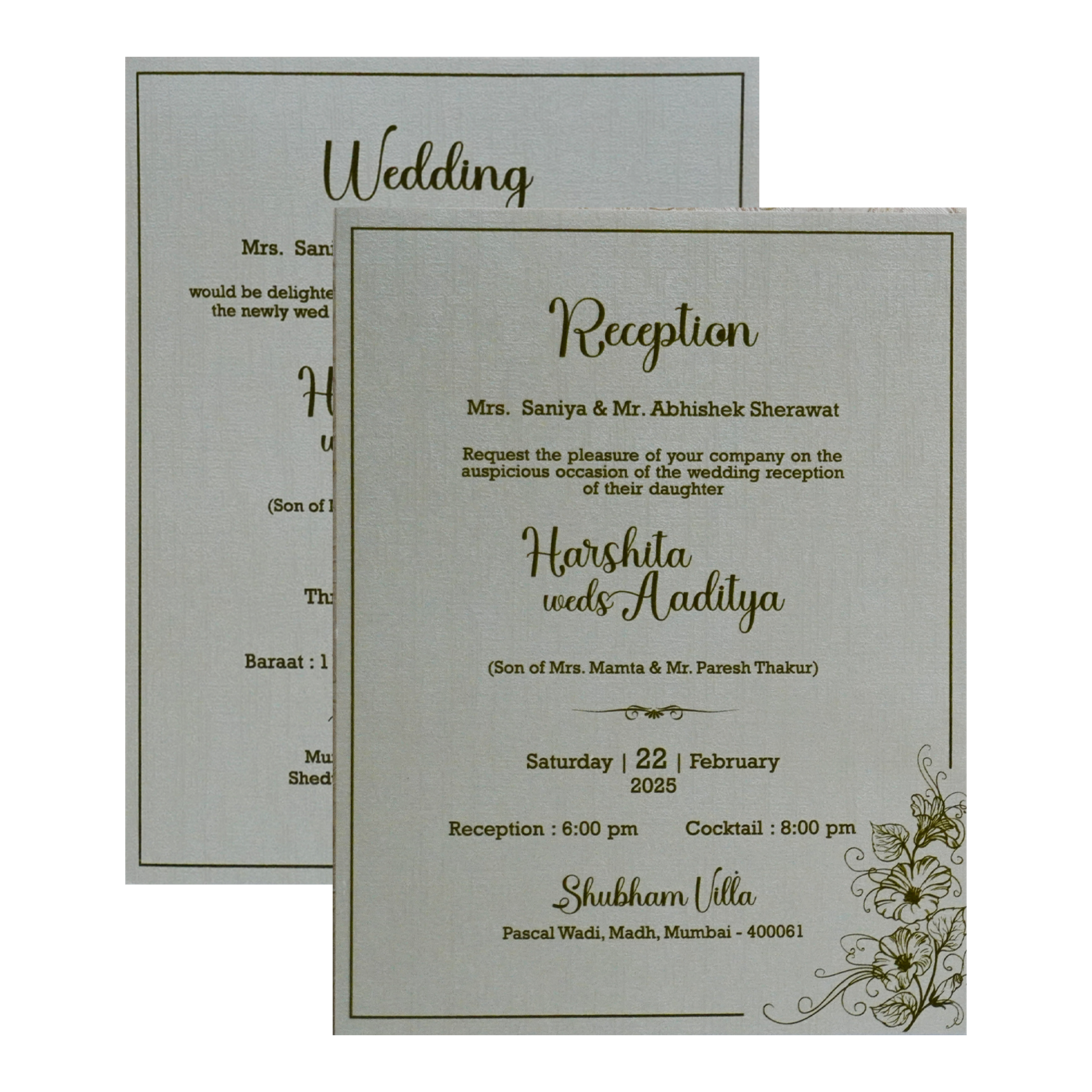 Greyish Green Padded Invitation-KSI12220