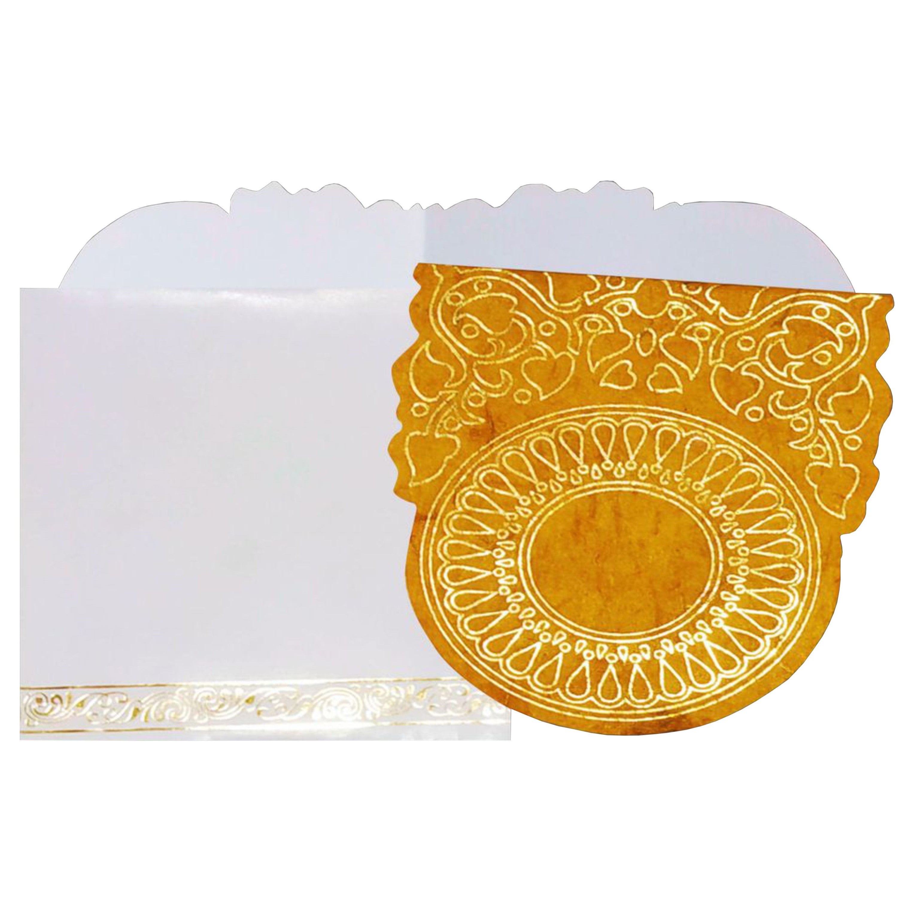 Selling Green premium envelope with loutus and two inserts invitation card online. Buying invitation cards made easy with King of Cards! &