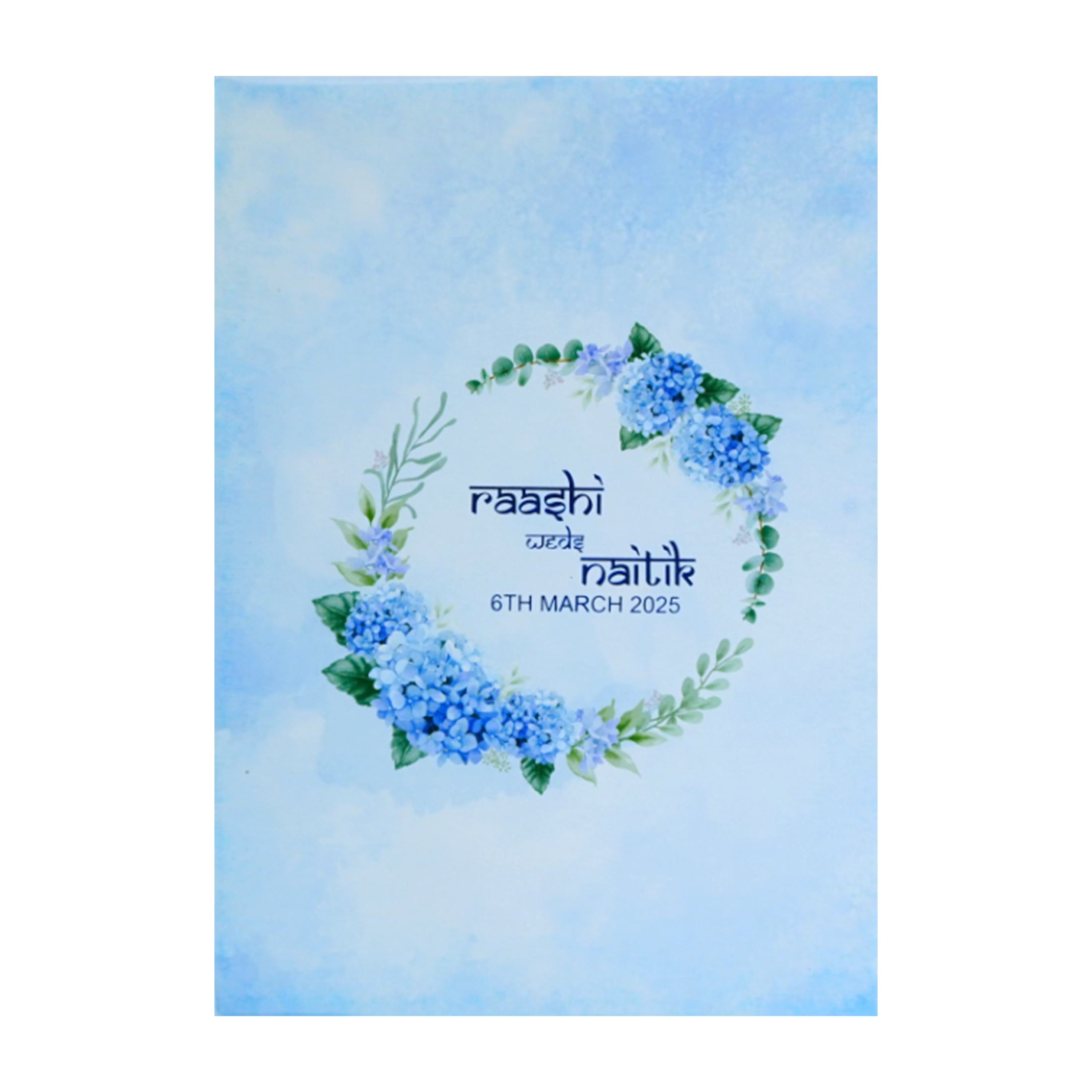 Blue Floral Padded Invitation Card-KRC30630