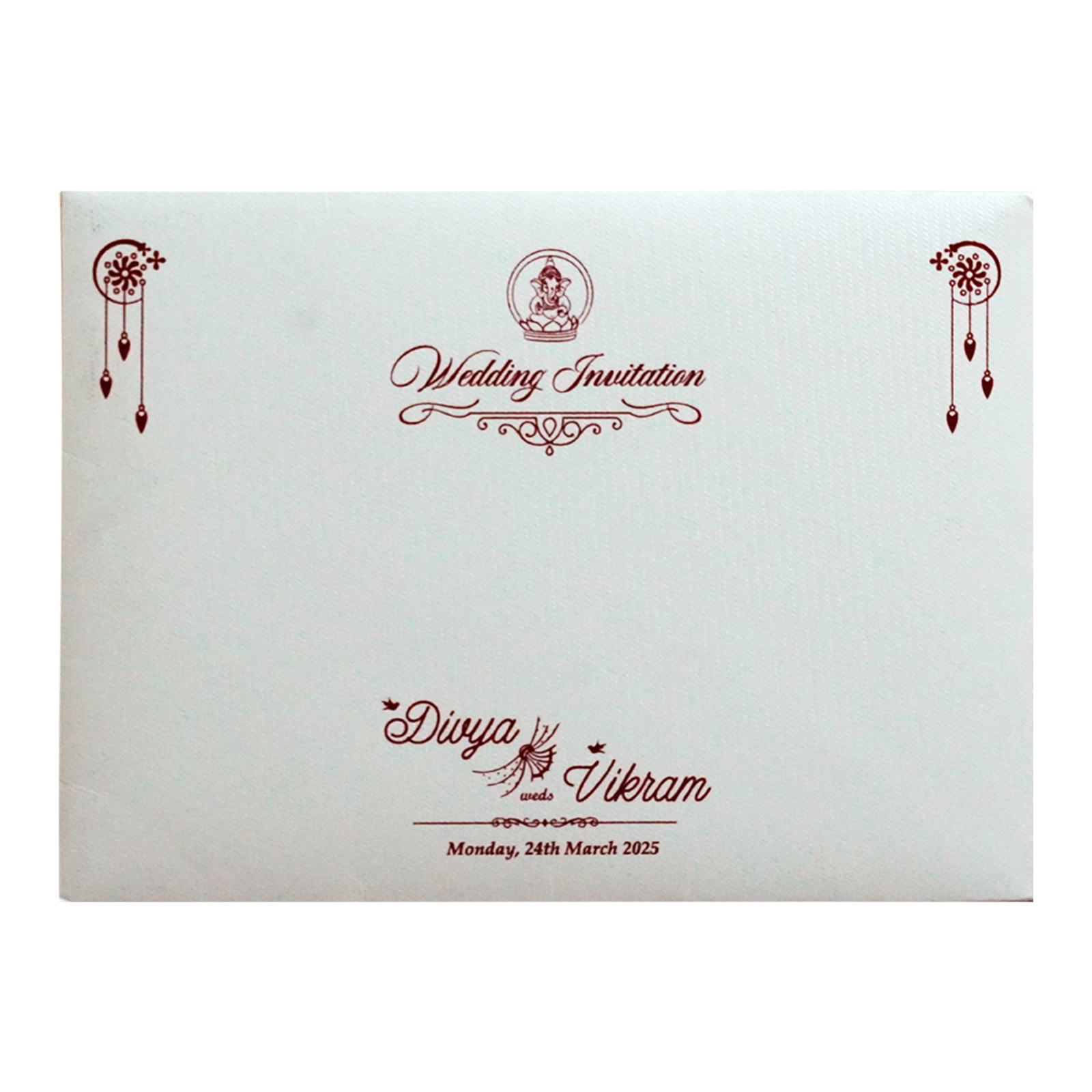 White Floral Tracing Invitation Card-KNGE6081