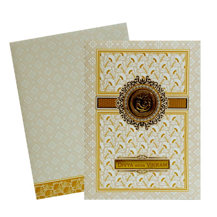 White Ganesha Nameplate Wedding Invitation-King of Cards