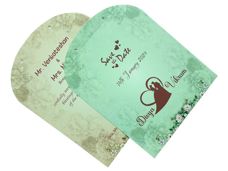 Blue Floral MDF Laser Cut Invitation Card-KNKA8062-King of Cards