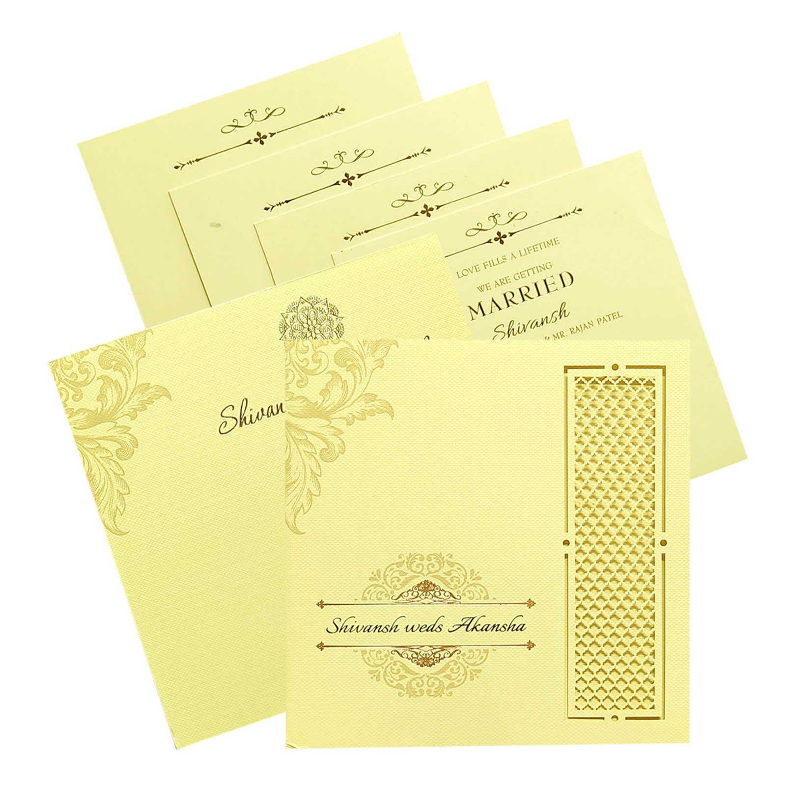 Cream Laser Cut Invitation Card-KRC29481