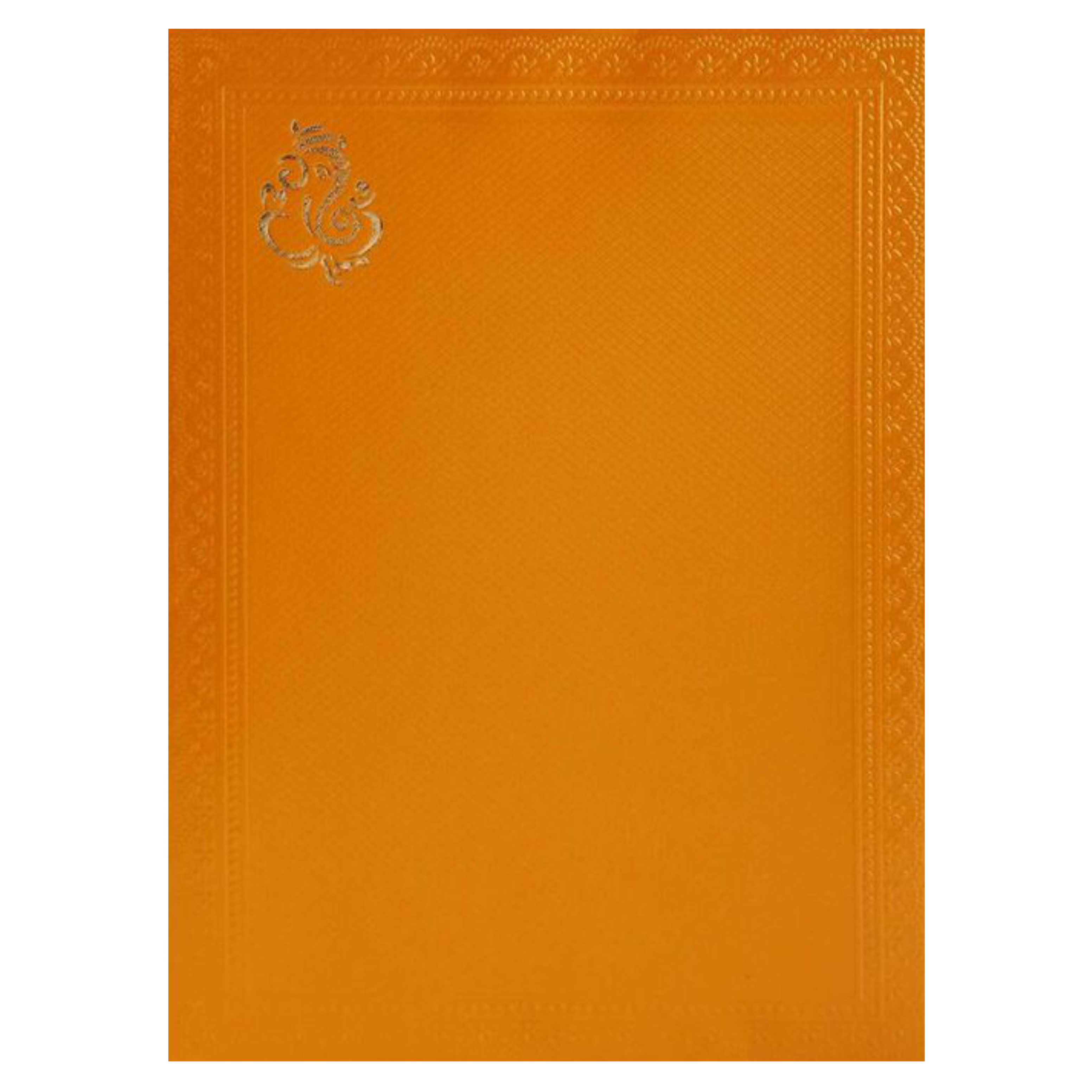 Orange Shading With Embossed Ganesha Wedding Card - KNK2811