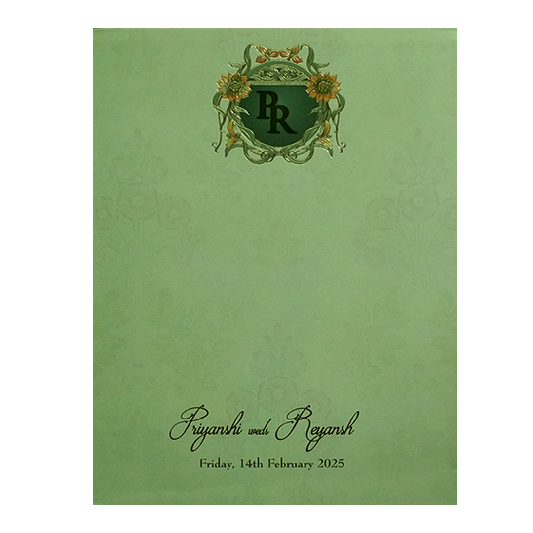 Light Green Floral Marriage Card-KPR09760