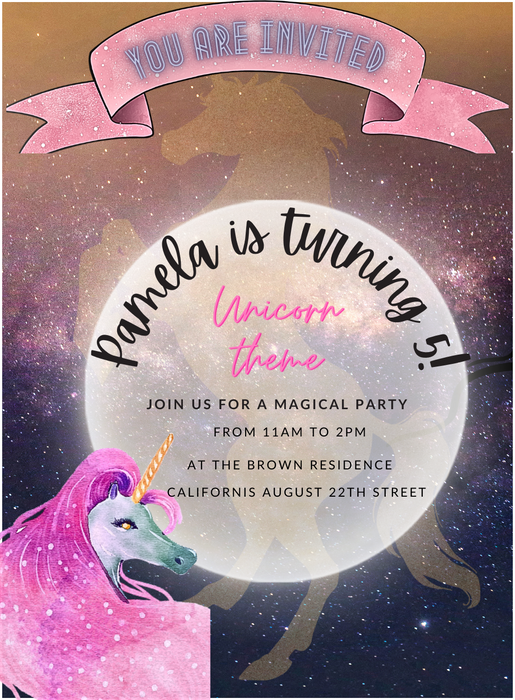 Magical Pink Unicorns Invitation-AAUNI005