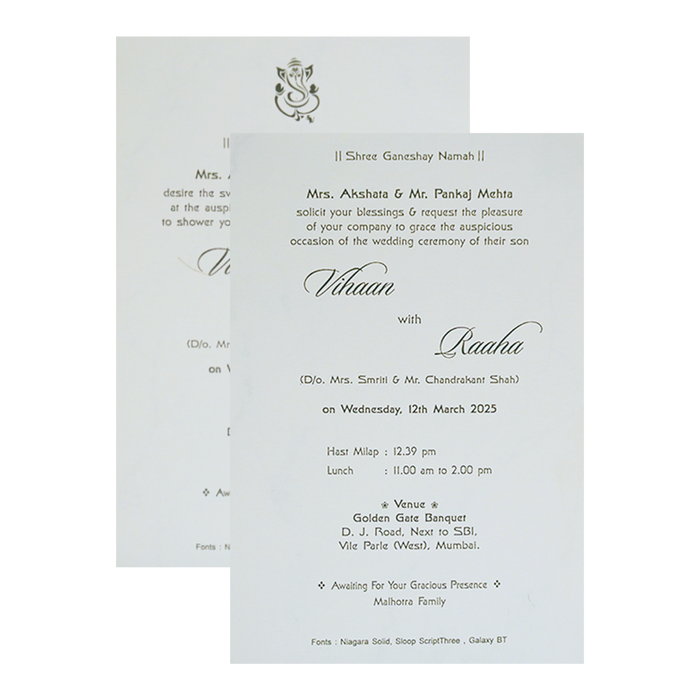 White Nameplate Padded Invitation Card-King of Cards
