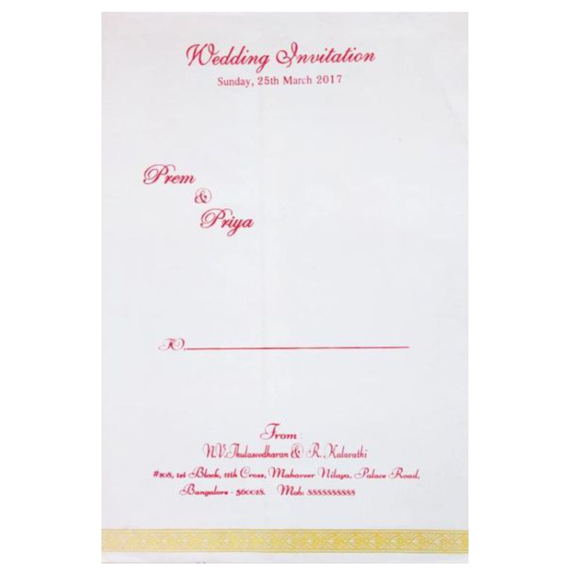 Red Single Sheet Invitation Card-KNK1515
