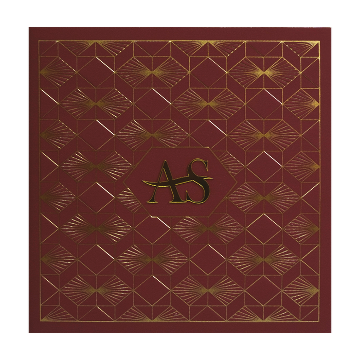 Maroon Pattern Gold Wedding Card-King of Cards