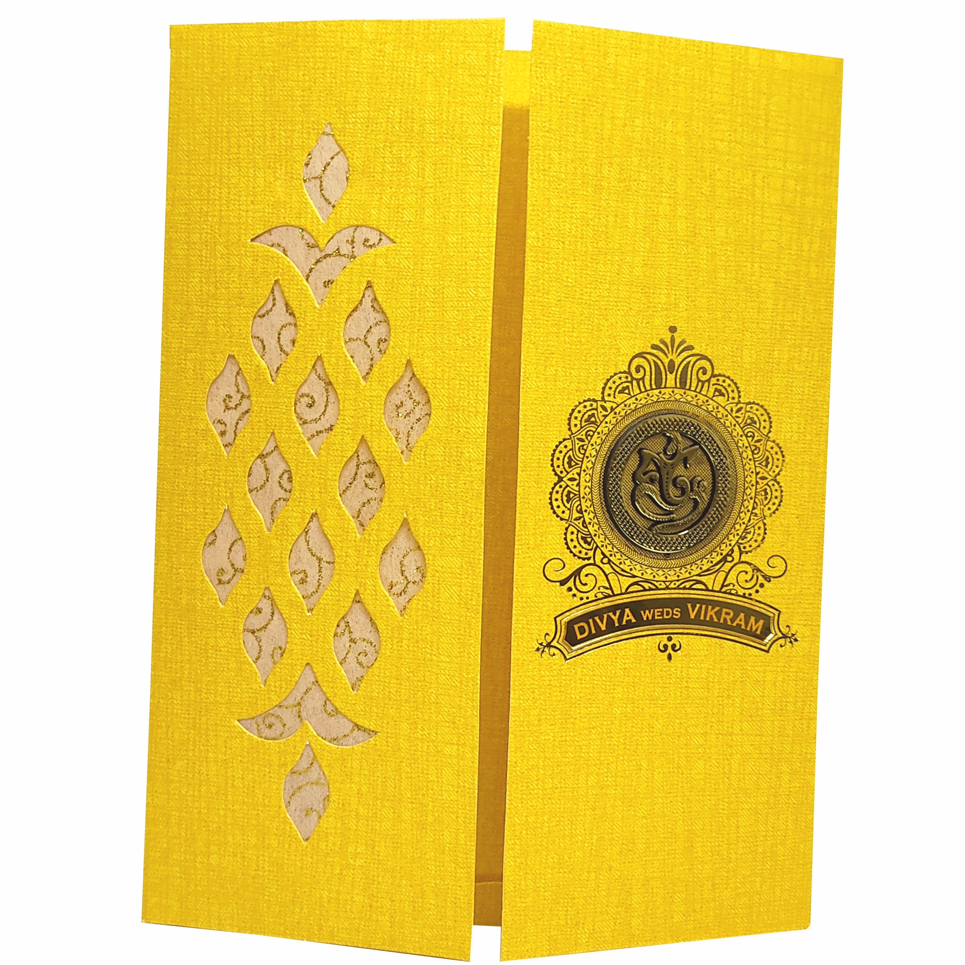 Gold Metallic Door Type Die Cut Floral Design-KNK50290