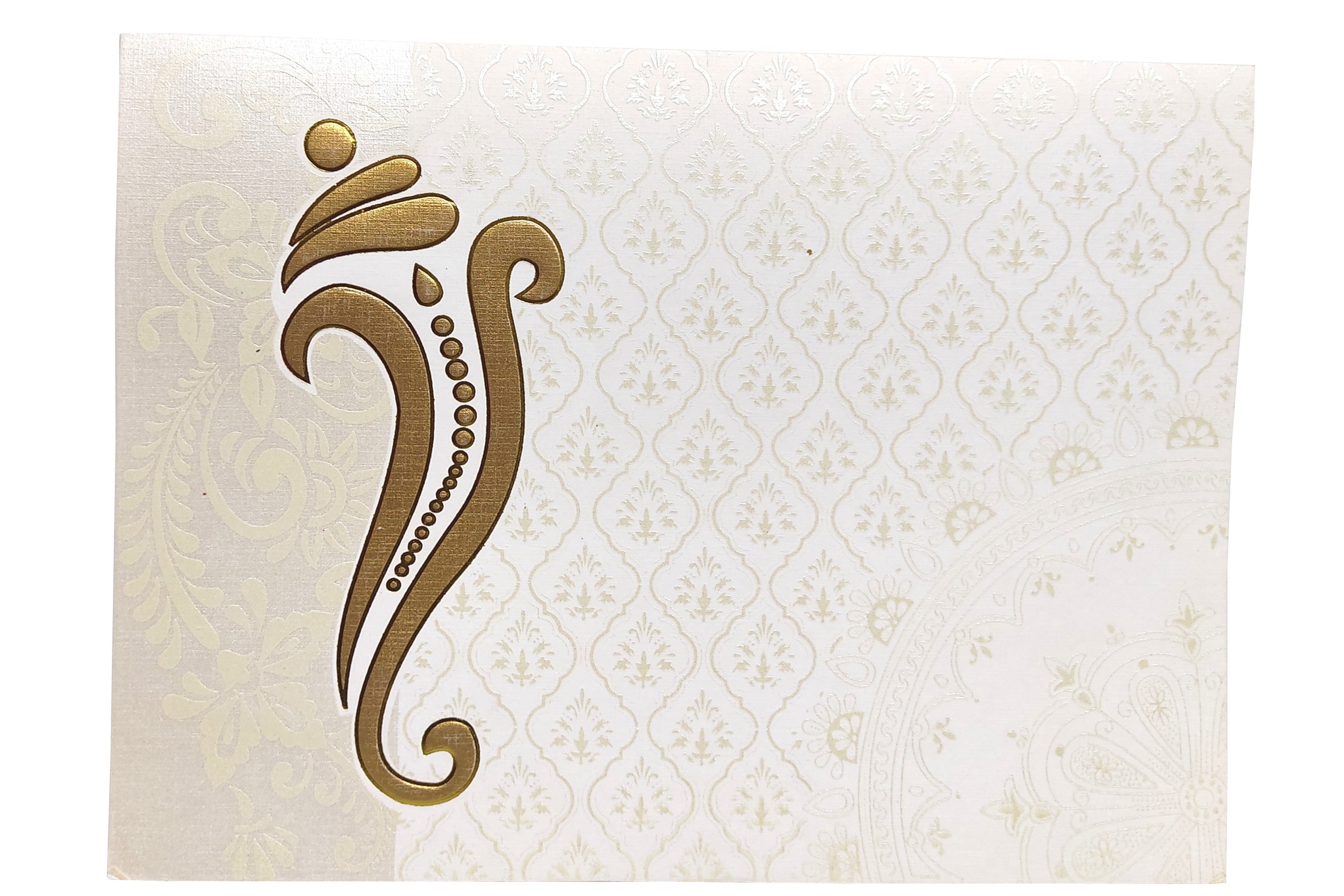 White Ganesha Invitation Card-KNND5540G