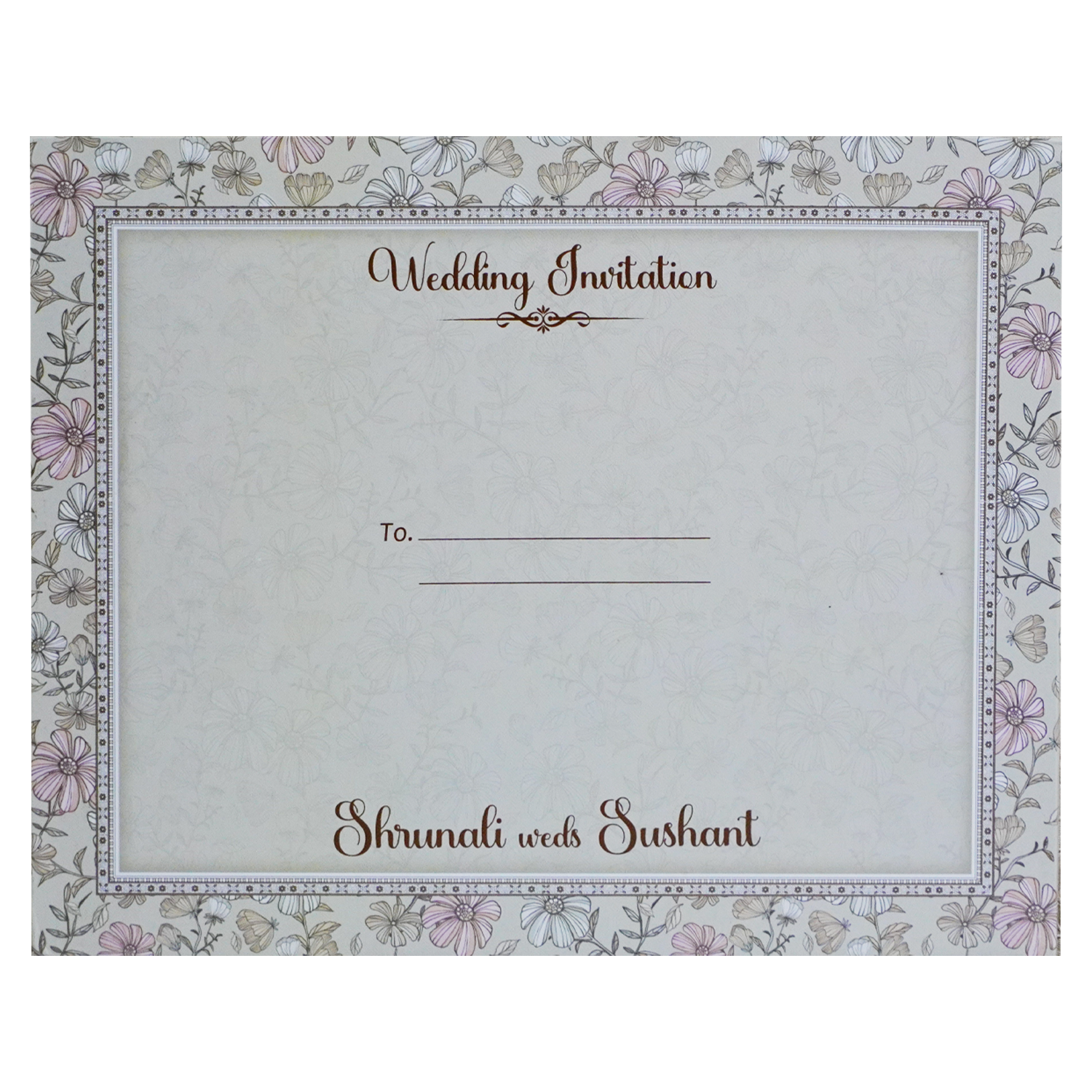 Grey Floral Padded Invitation-KSI12190
