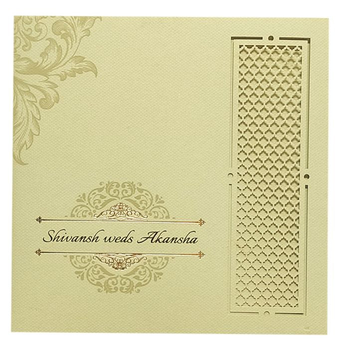 Beige Laser Cut Invitation Card-King of Cards
