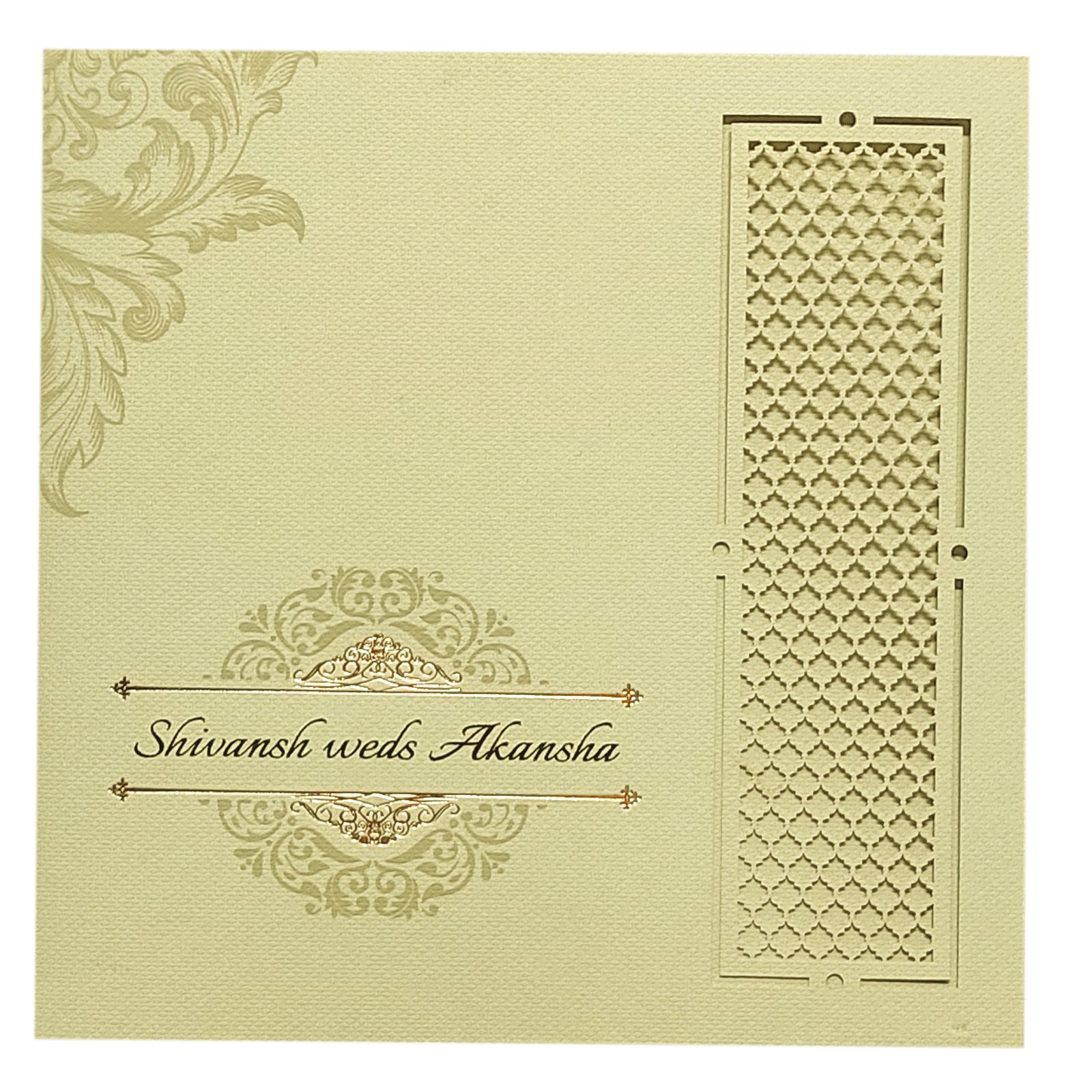 Beige Laser Cut Invitation Card-KRC29482