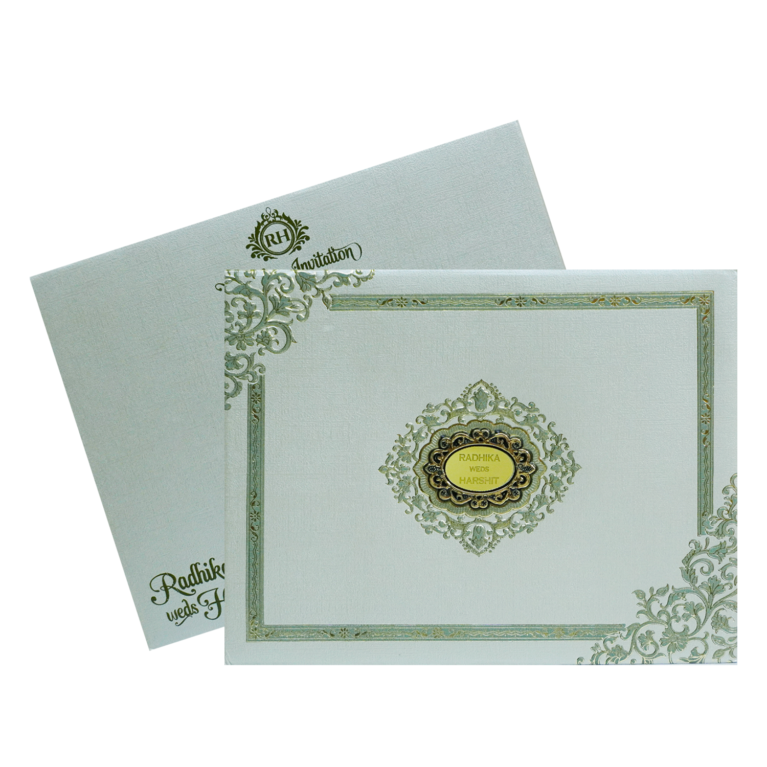 Greyish Green Floral Invitation-King of Cards