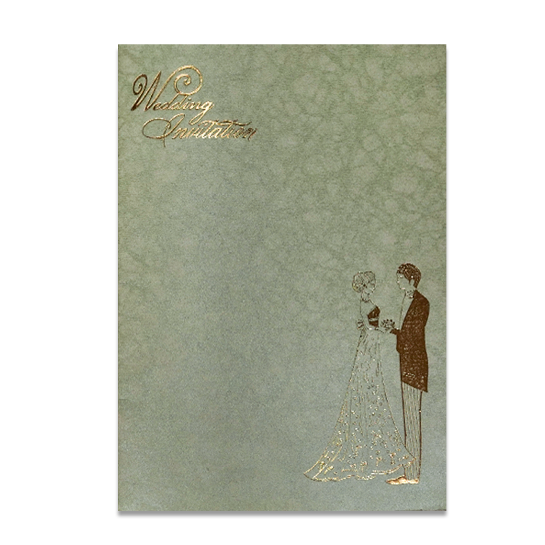 Light Green Western Couple Wedding Card-KNKR035GL