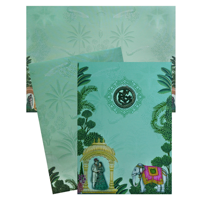 Green Bride and Groom Wedding Card-King of Cards